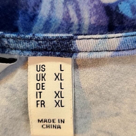 Isaac Mizrahi Shades of Blue Aysemetrical Tunic Top, Ruffled Hemline, Size Large - Picture 11 of 12